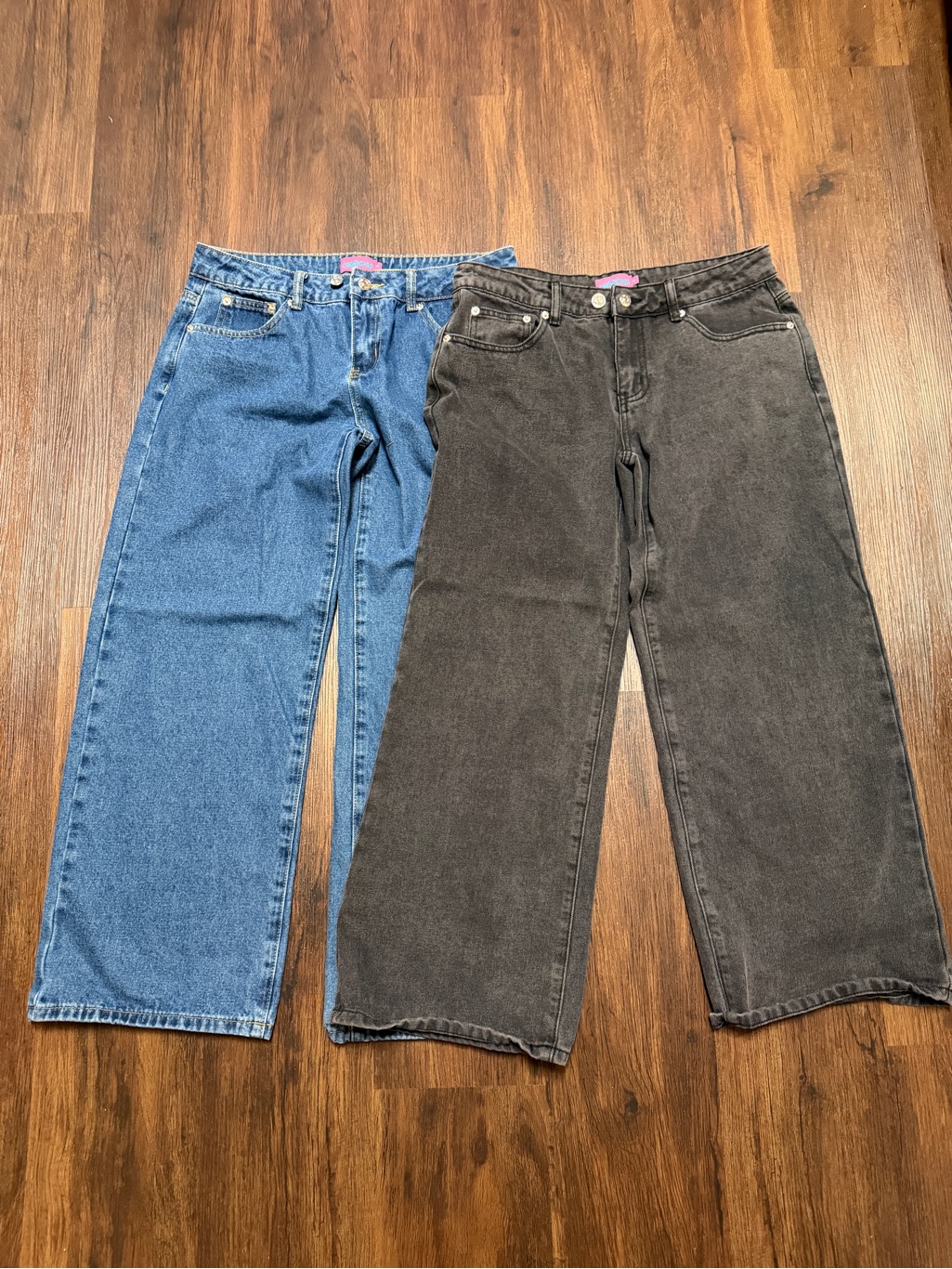 Edikted Bundle Of 2 Wide Leg Jeans- Black Wash & Medium Wash